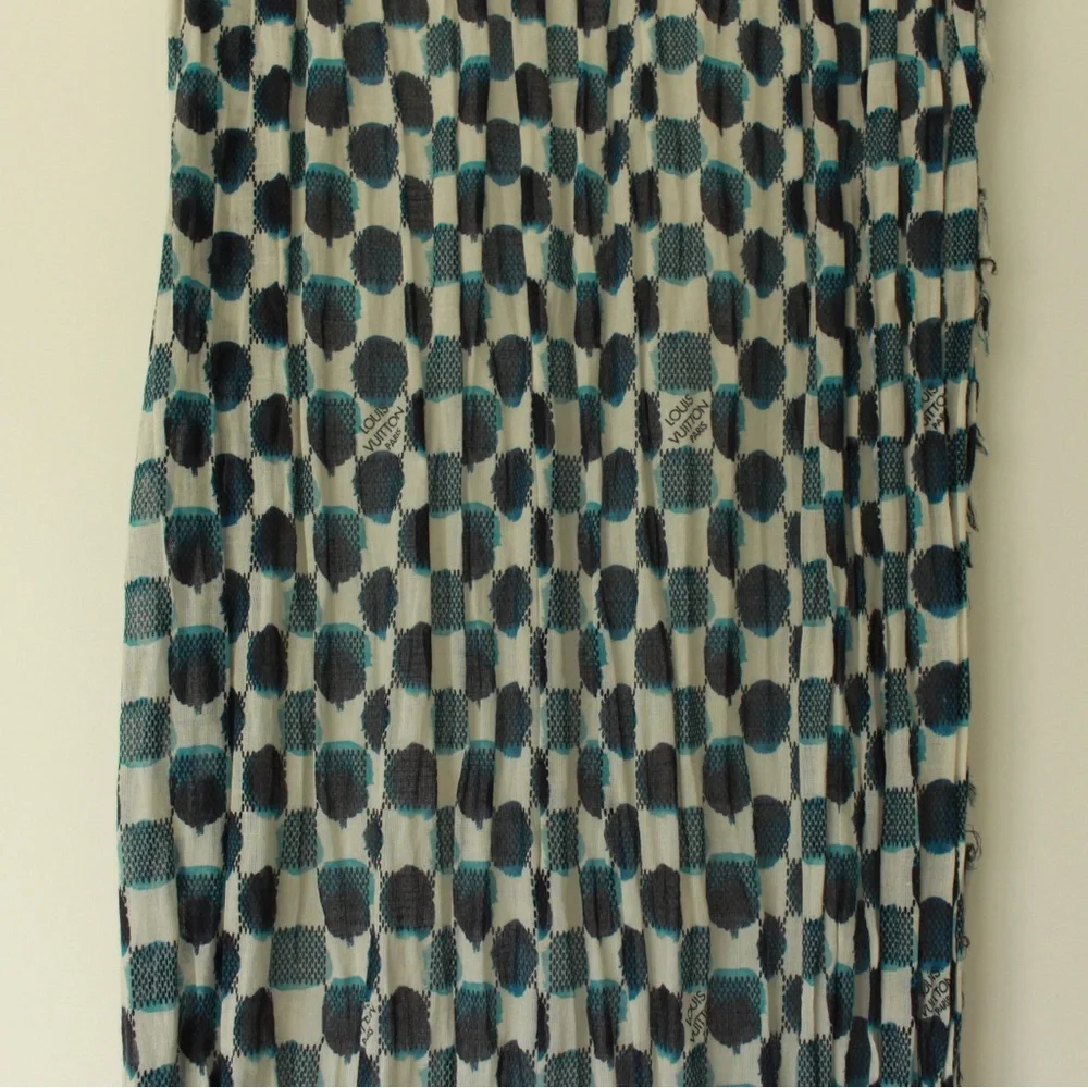 Louis Vuitton Blue and Black Checkered Scarf